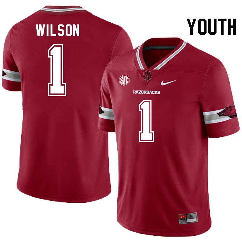 Youth #1 Jaedon Wilson Arkansas Razorbacks College Football Jerseys Stitched-Alternate Cardinal